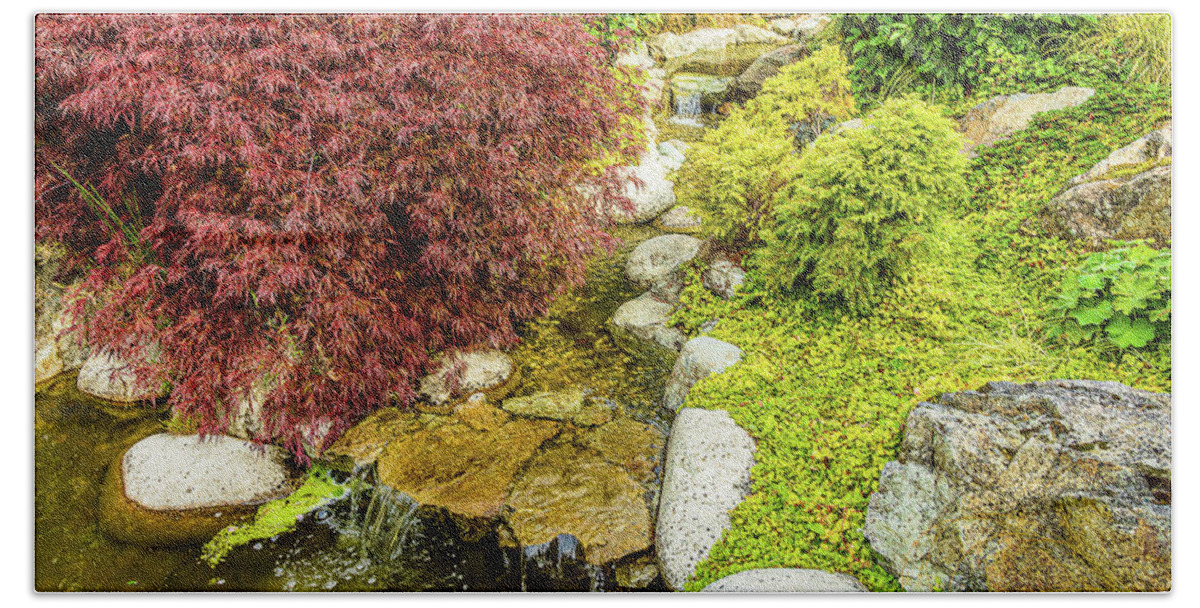 Landscapes Bath Towel featuring the photograph Japanese Garden-4 by Claude Dalley