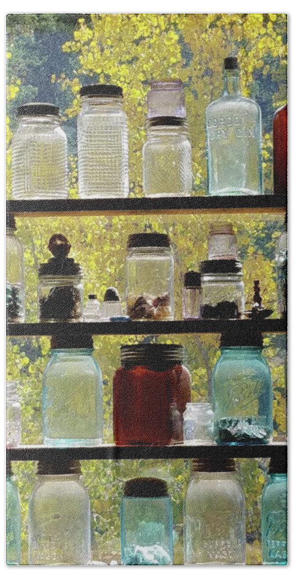 Aspens Hand Towel featuring the photograph Jar Collection by Karen Stansberry