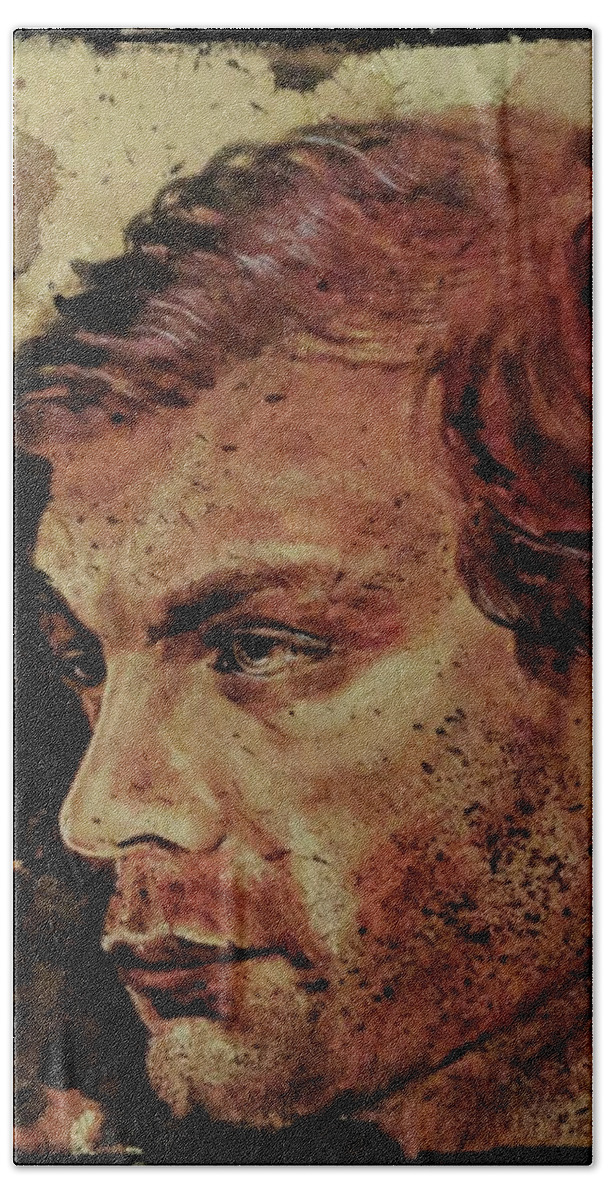 Ryan Almighty Bath Towel featuring the painting Jeffrey Dahmer by Ryan Almighty