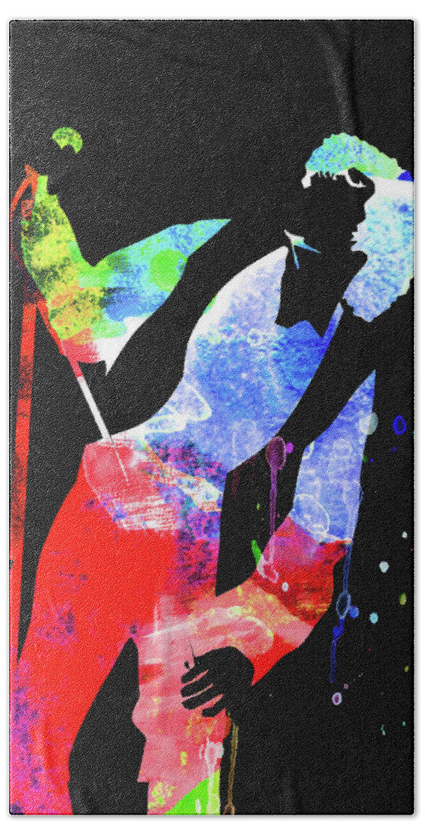 Jim Morrison Hand Towel featuring the mixed media Jim Watercolor II by Naxart Studio