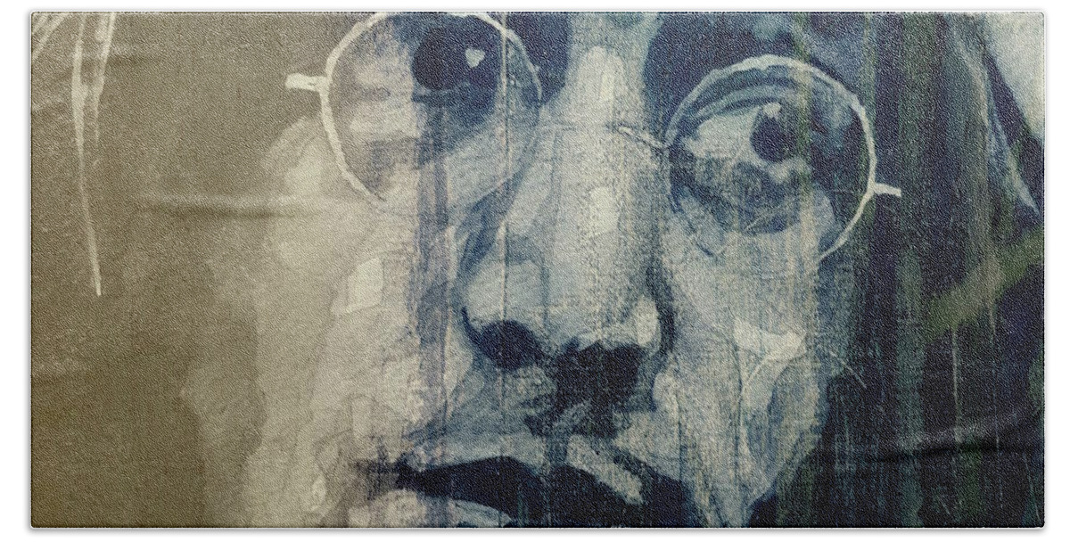 The Beatles Hand Towel featuring the painting John Lennon - Christ You Know It Ain't Easy by Paul Lovering