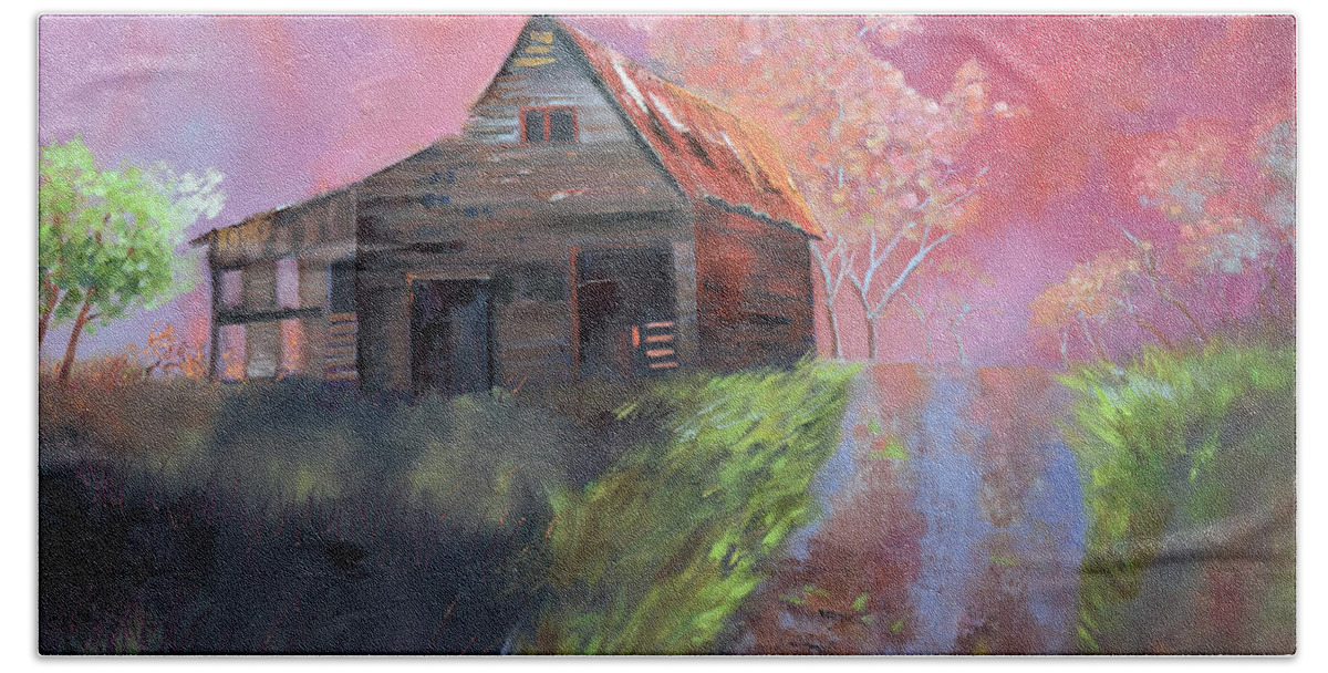Barn Bath Towel featuring the painting Just A Memory If You Will by Jan Dappen