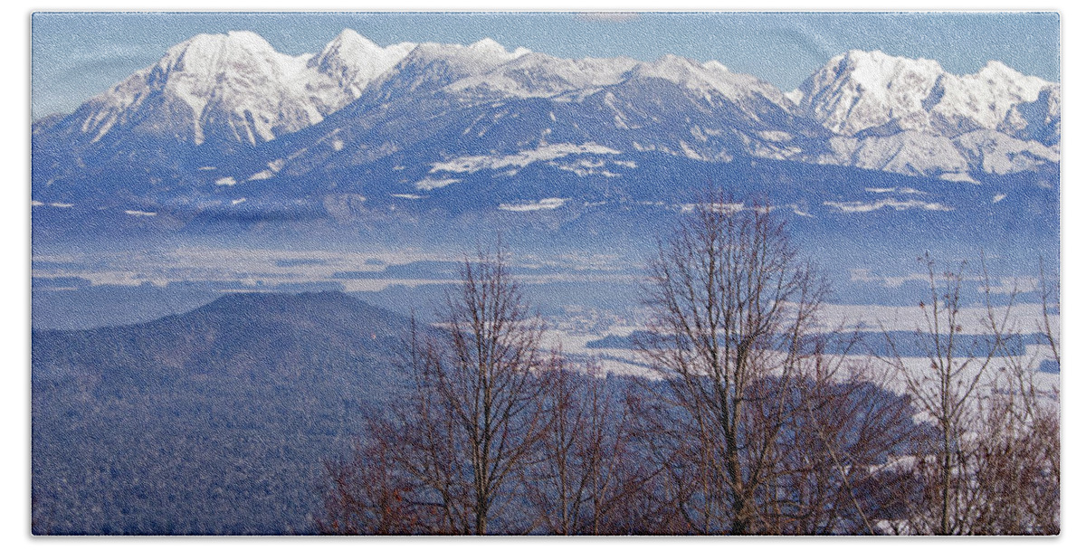 Kamnik Alps Bath Towel featuring the photograph Kamnik Alps in Winter by Ian Middleton