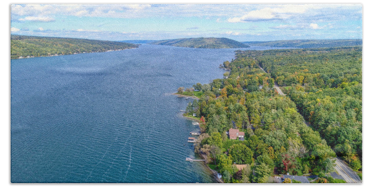 Finger Lakes Bath Towel featuring the photograph Keuka Center Point by Anthony Giammarino