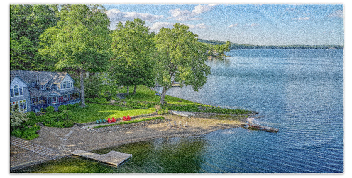 Finger Lakes Bath Towel featuring the photograph Keuka Lake Cottage June 2019 by Anthony Giammarino