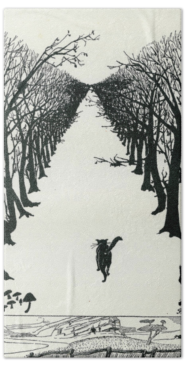 Book Illustration Hand Towel featuring the drawing The Cat That Walked by Himself by Rudyard Kipling
