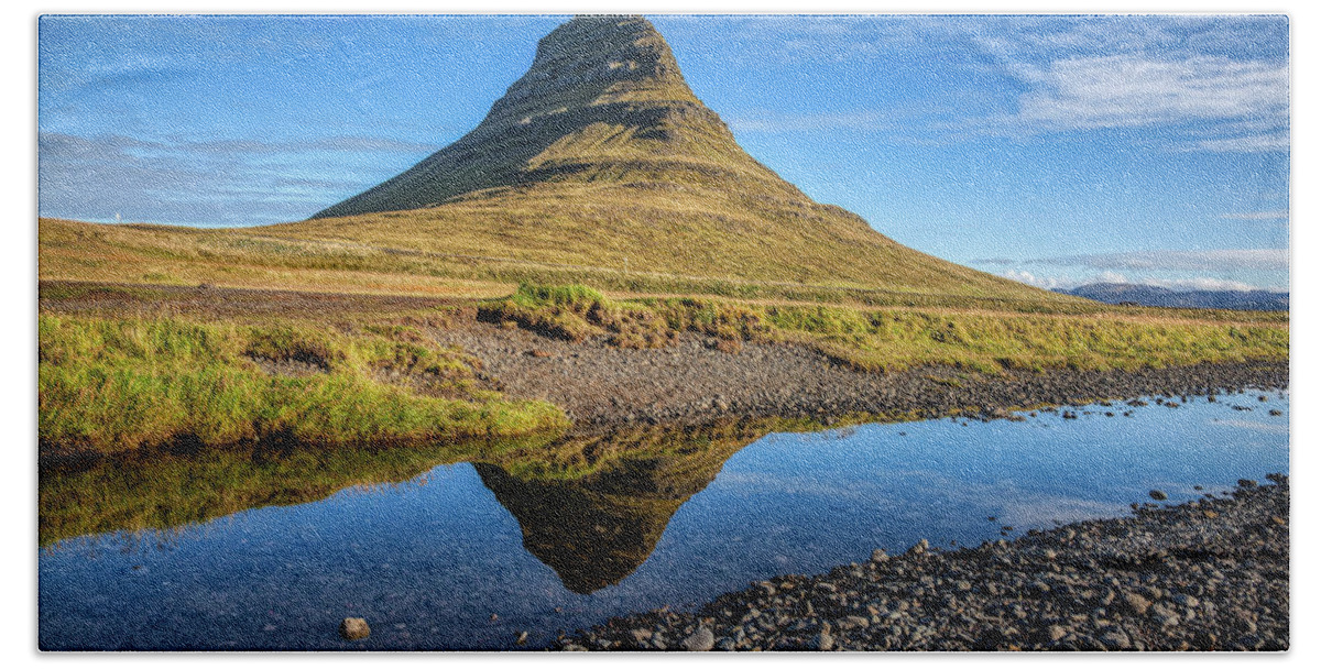 David Letts Hand Towel featuring the photograph Kirkjufell Mountain by David Letts