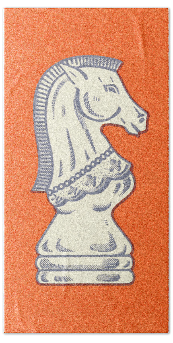 Campy Hand Towel featuring the drawing Knight Chess Piece by CSA Images