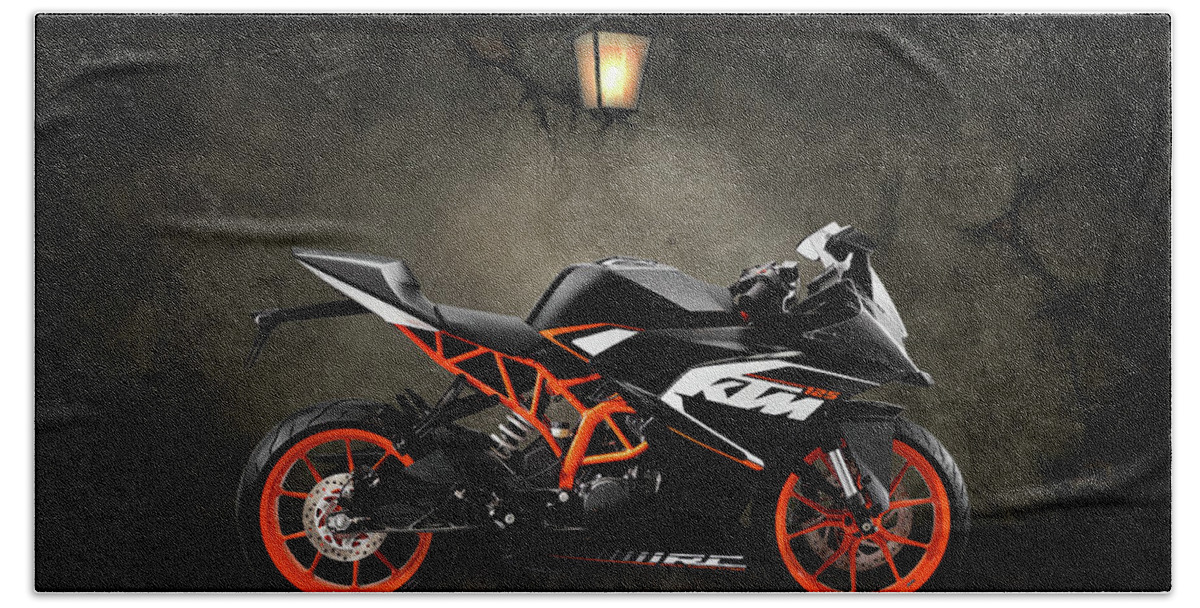 Ktm Hand Towel featuring the mixed media KTM Duke 125 Old Room by Smart Aviation