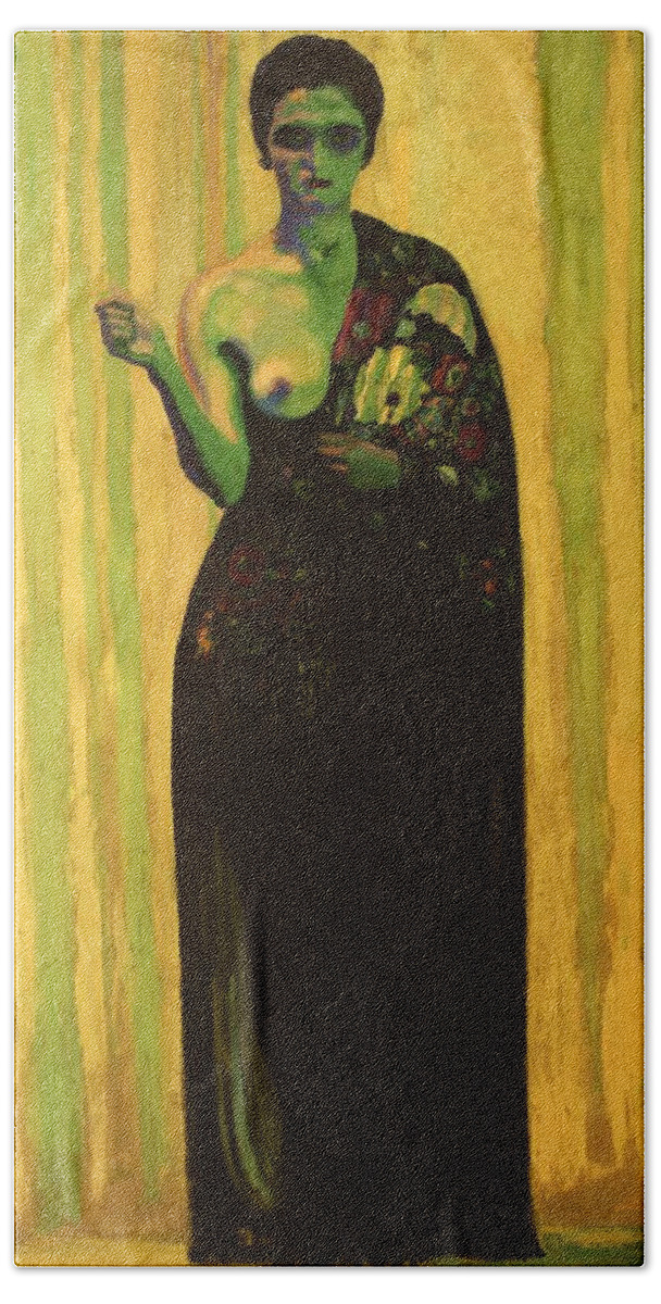 Art Bath Towel featuring the painting La Sibil.la, 1913, oil on canvas. By Hermen Anglada-Camarassa. by Album