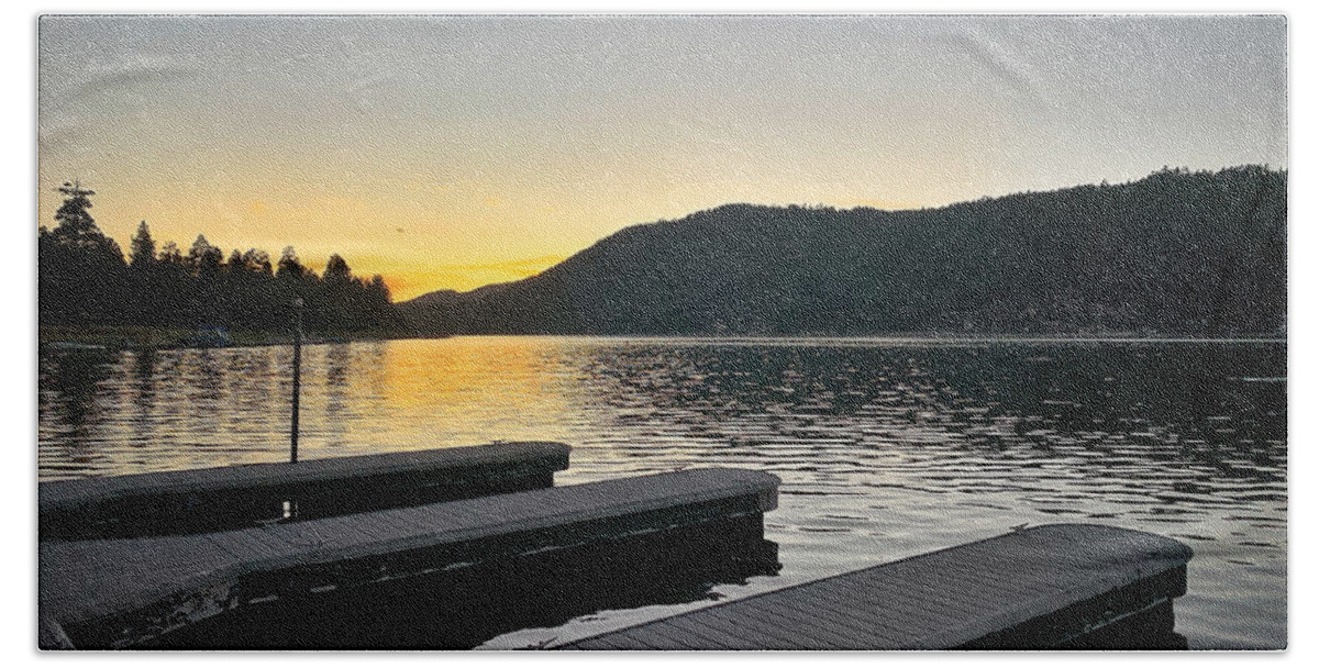 Yellow Bath Towel featuring the photograph Lake Dock by Kevin Bergen
