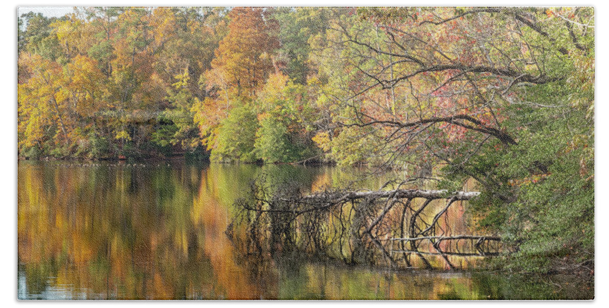 Reflection Hand Towel featuring the photograph Lake Maury Reflection by Donna Twiford