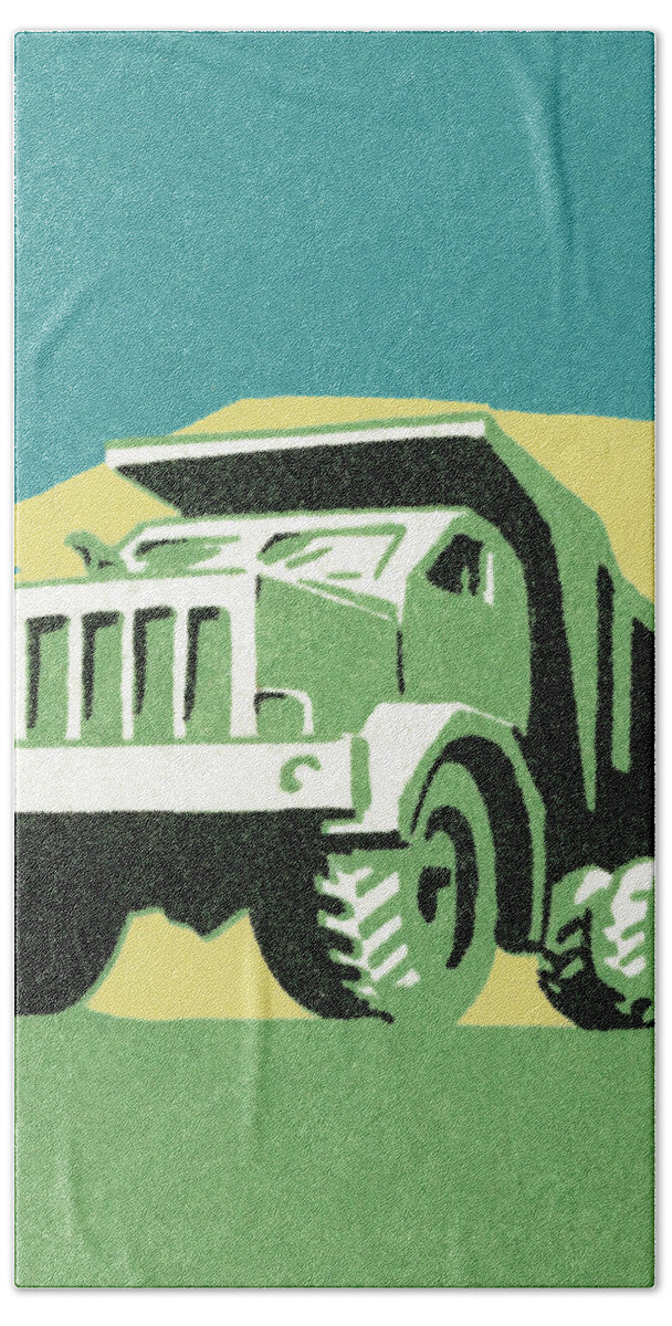 Automotive Hand Towel featuring the drawing Large Dump Truck by CSA Images