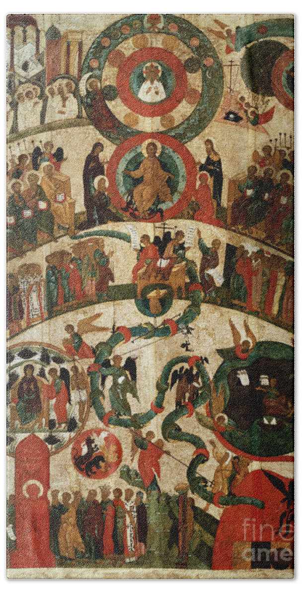 16th Century Hand Towel featuring the painting Last Judgement, Novgorod Icon by Russian School