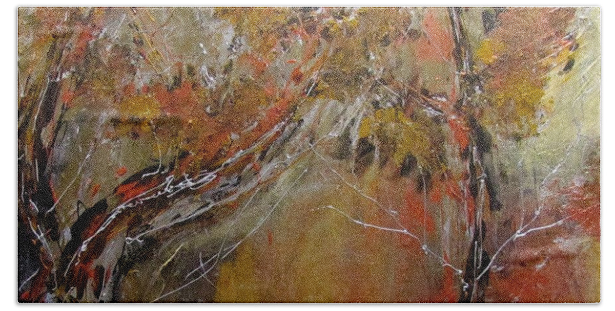 Fall Bath Towel featuring the painting Late Fall by Barbara O'Toole