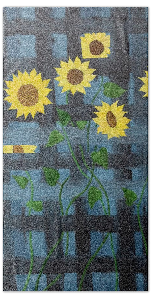 Sunflowers Bath Towel featuring the painting Lattice by Berlynn