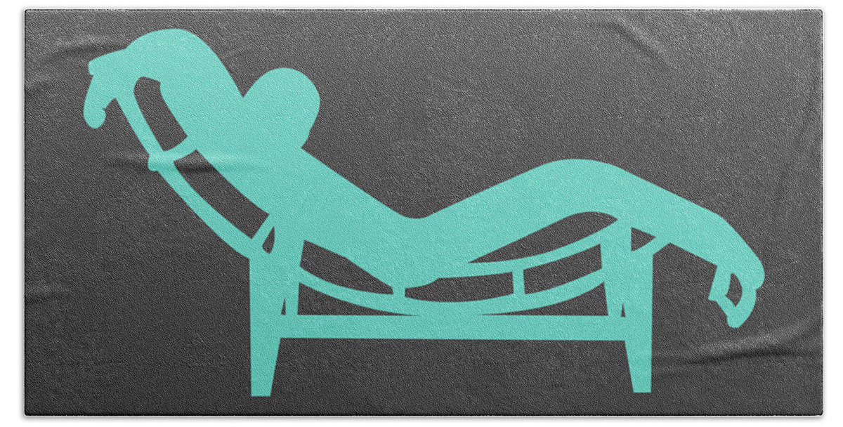 Minimalist And Tasteful Collection Mid-century Design Inspired Art. Beautiful And Clean Illustrations Of Iconic Furniture Hand Towel featuring the mixed media Le Corbusier Chaise Lounge Chair I by Naxart Studio
