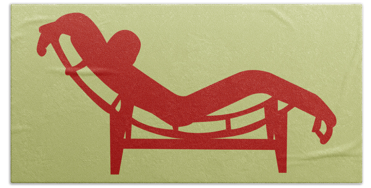 Mid-century Hand Towel featuring the mixed media Le Corbusier Chaise Lounge Chair by Naxart Studio