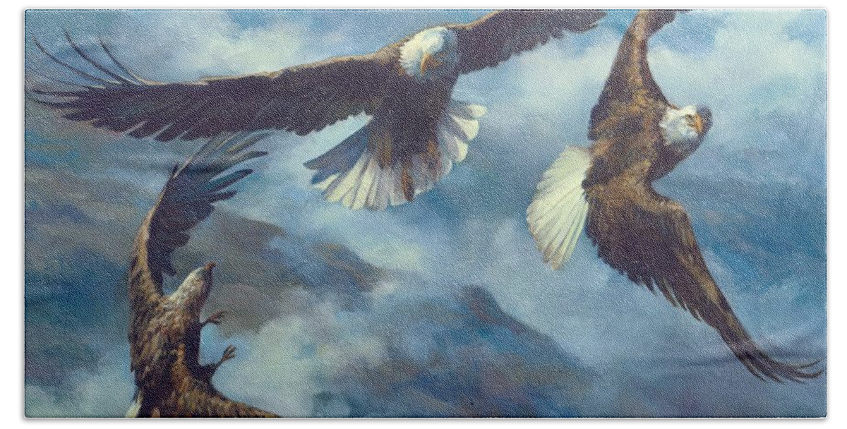 Eagle Hand Towel featuring the painting Learn from the experts by Laurie Snow Hein