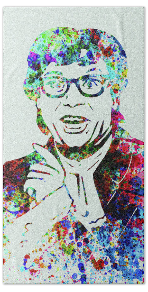 Austin Powers Hand Towel featuring the mixed media Legendary Austin Powers Watercolor by Naxart Studio