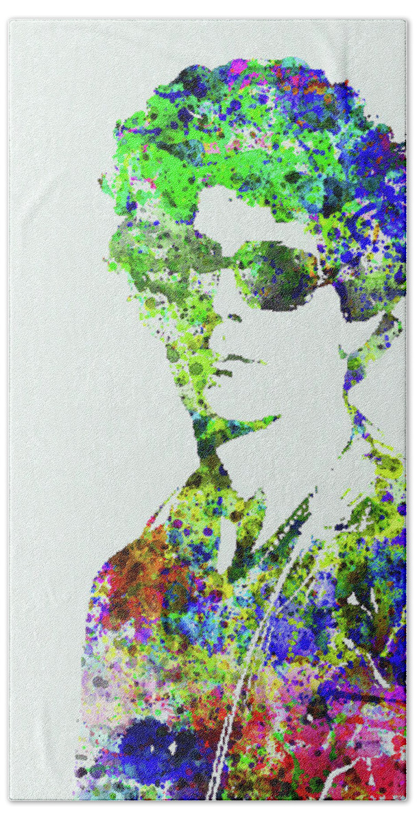 Bob Dylan Hand Towel featuring the mixed media Legendary Bob Dylan Watercolor by Naxart Studio