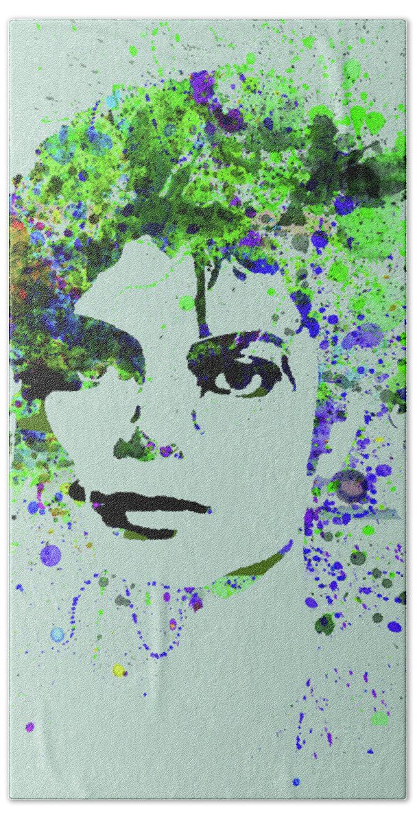 Michael Jackson Hand Towel featuring the mixed media Legendary Michael Watercolor II by Naxart Studio