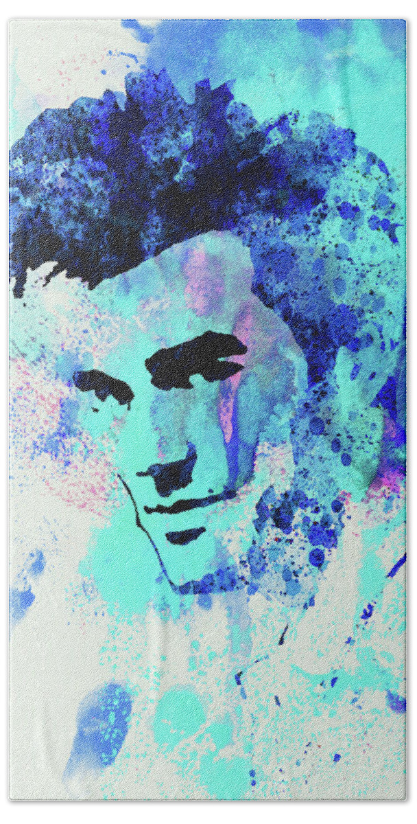 Morrissey Hand Towel featuring the mixed media Legendary Morrissey Watercolor by Naxart Studio