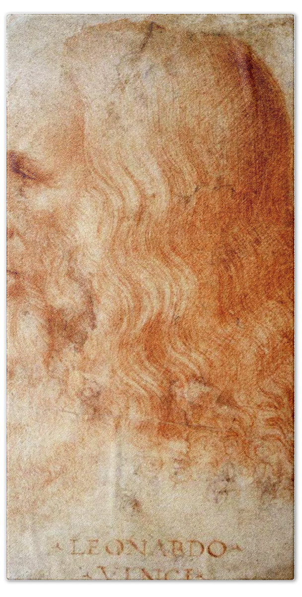 Leonardo Da Vinci Bath Towel featuring the painting Leonardo da Vinci by Francesco Melzi