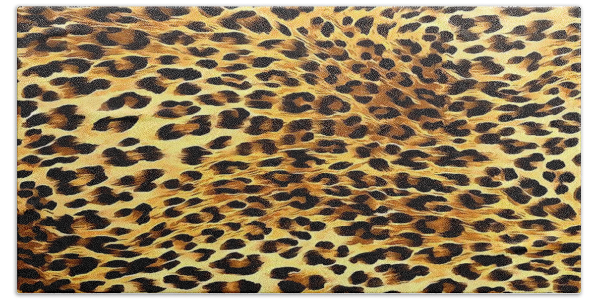 Vegan Animal Print Bath Towel featuring the painting Leopard Skin Camouflage Pattern by Taiche Acrylic Art