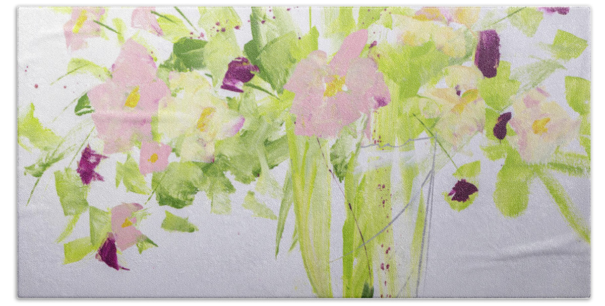 Floral Hand Towel featuring the painting Light and Airy by Terri Einer