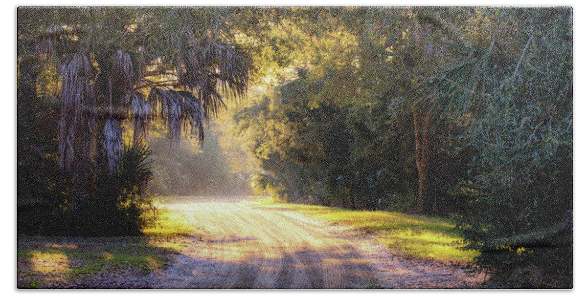 Charleston Bath Towel featuring the photograph Light, Shadows and an Old Dirt Road by Donnie Whitaker