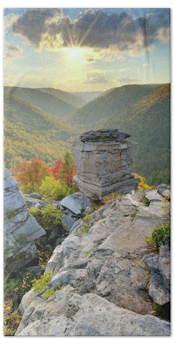 Autumn West Virginia Lindy Point Blackwater Falls State Park Sunset Hand Towel featuring the photograph Lindy State of Mind by Jeff Burcher