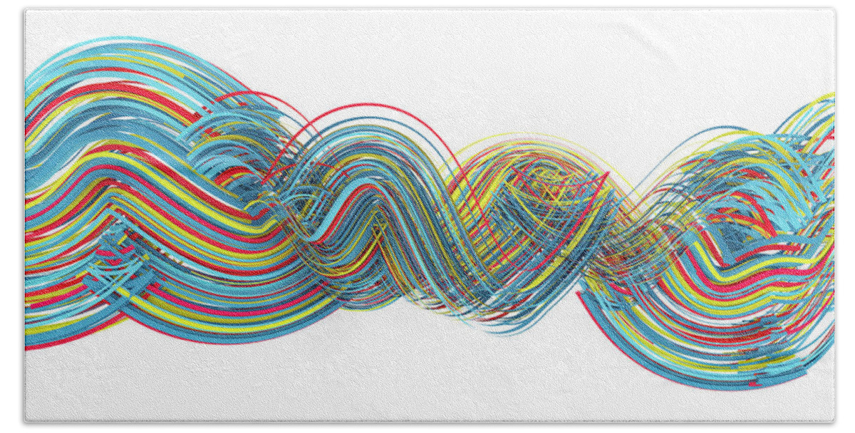 Primary Hand Towel featuring the digital art Lines and Curves 4 by Scott Norris