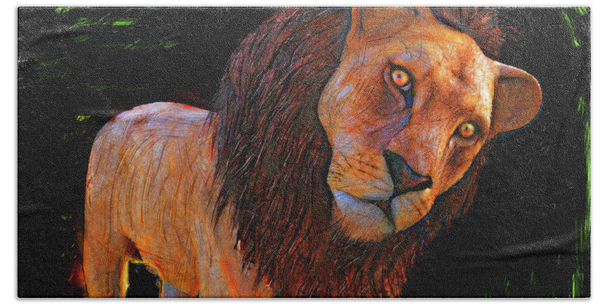 Lion Bath Towel featuring the digital art Lion by Michael Cleere