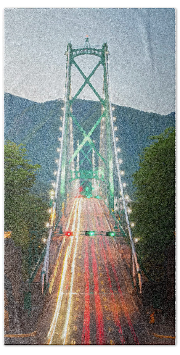 Canada Hand Towel featuring the digital art Lions Gate Bridge Digital Painting by Rick Deacon