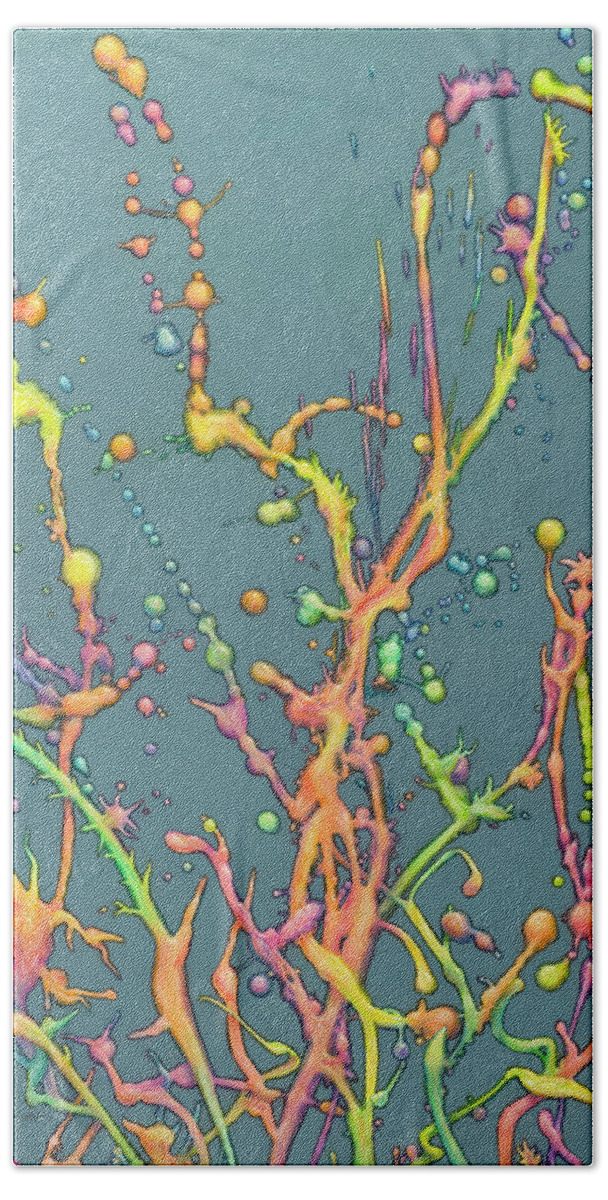 Liquid Hand Towel featuring the painting Liquid Rainbow by James W Johnson