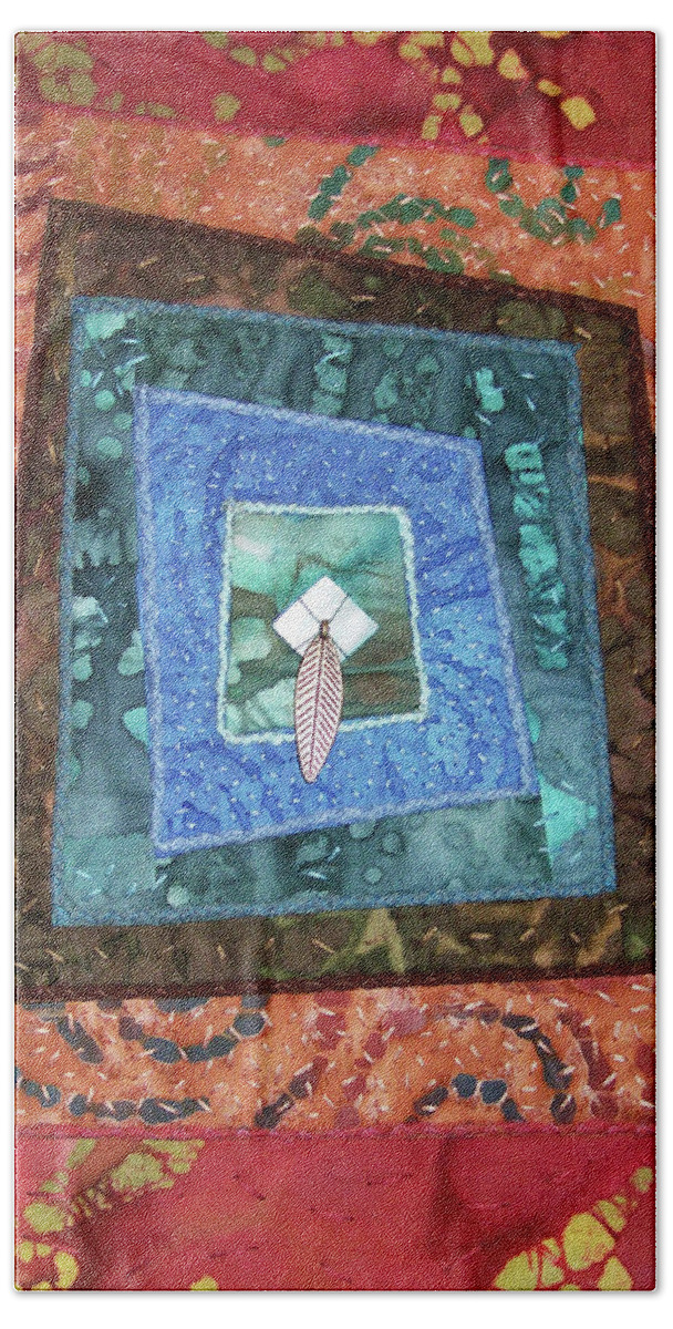 Art Quilt Bath Towel featuring the tapestry - textile Little Feather by Pam Geisel