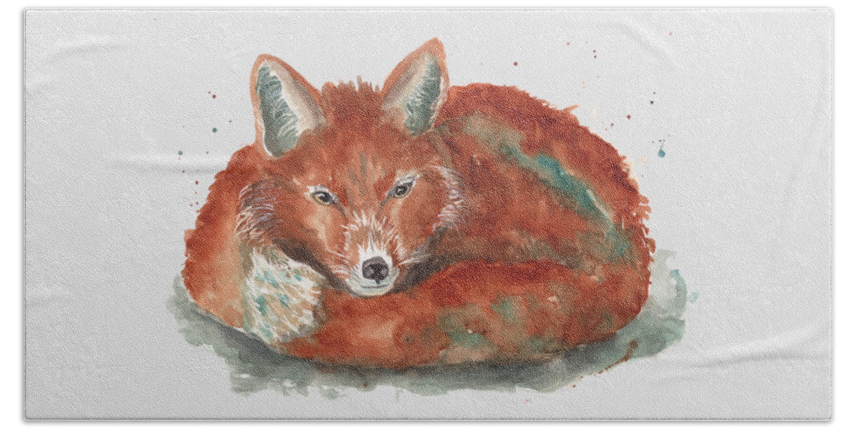 Fox Bath Towel featuring the painting Little Fox by Jeanette Mahoney