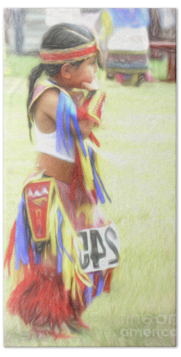 Native Americans Bath Towel featuring the photograph Little Native American Dancer by Dyle Warren