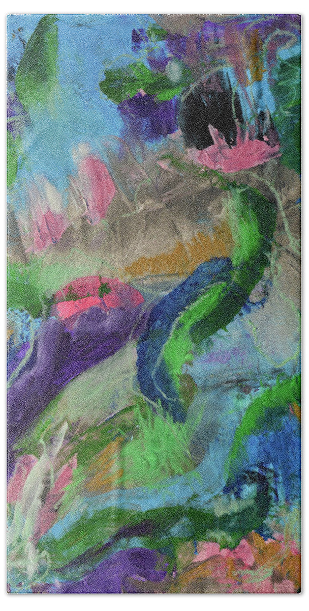 Chaos Bath Towel featuring the mixed media Living In Joyful Chaos by Donna Blackhall