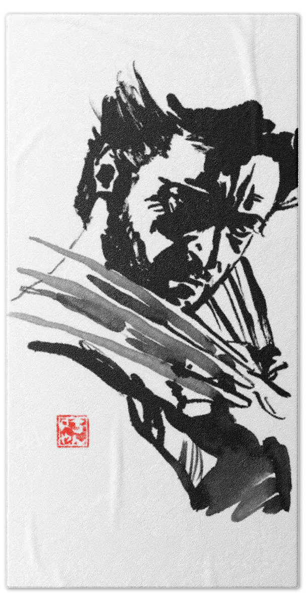 Logan Hand Towel featuring the painting Logan by Pechane Sumie