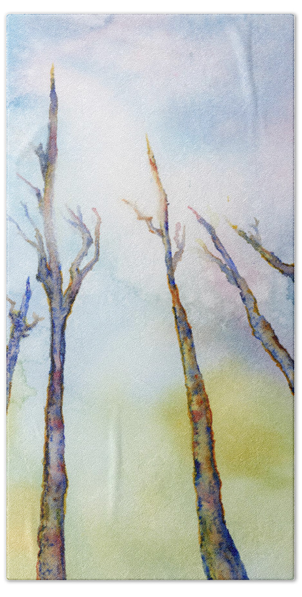 Trees Hand Towel featuring the painting Looking Up by Wendy Keeney-Kennicutt