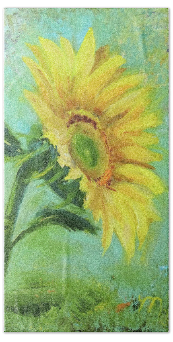 Flower Hand Towel featuring the painting Loose Sunflower by Marsha Karle