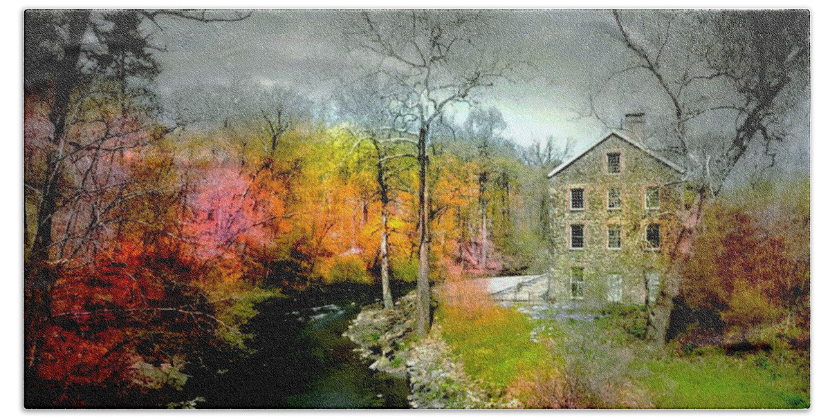 Autumn Hand Towel featuring the photograph Lorillard Mill by Diana Angstadt
