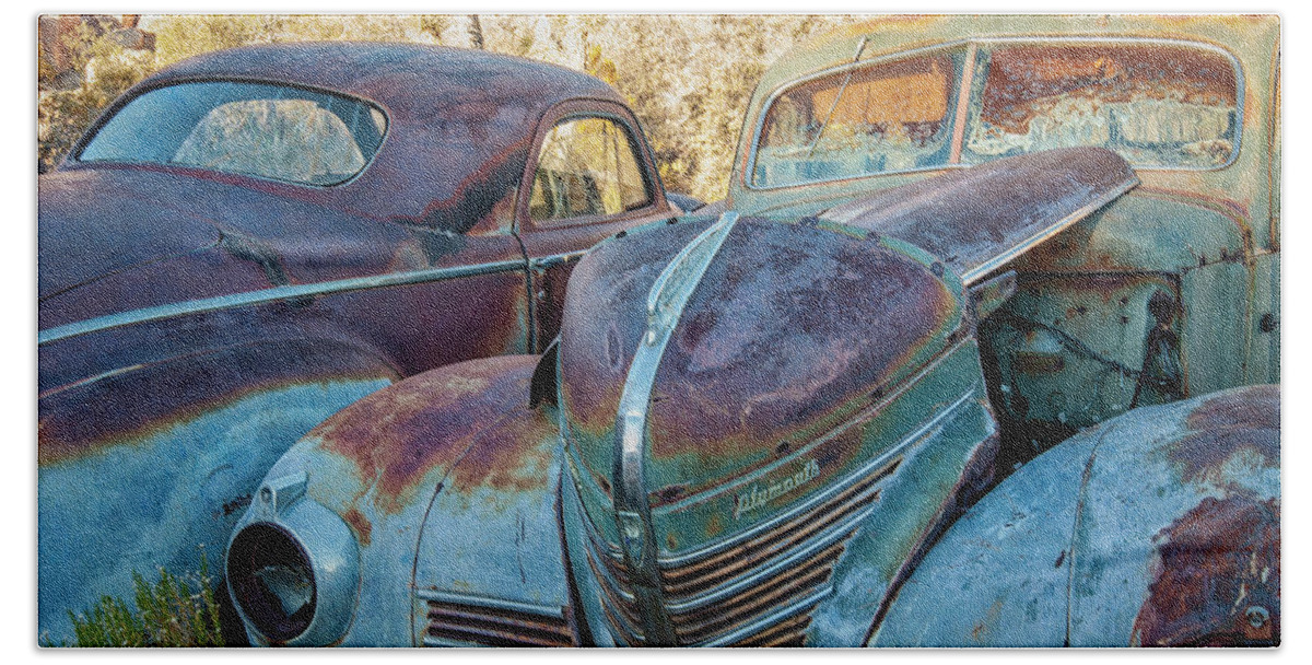 Vintage Old Cars Bath Towel featuring the photograph Lost in Time by Sandra Selle Rodriguez