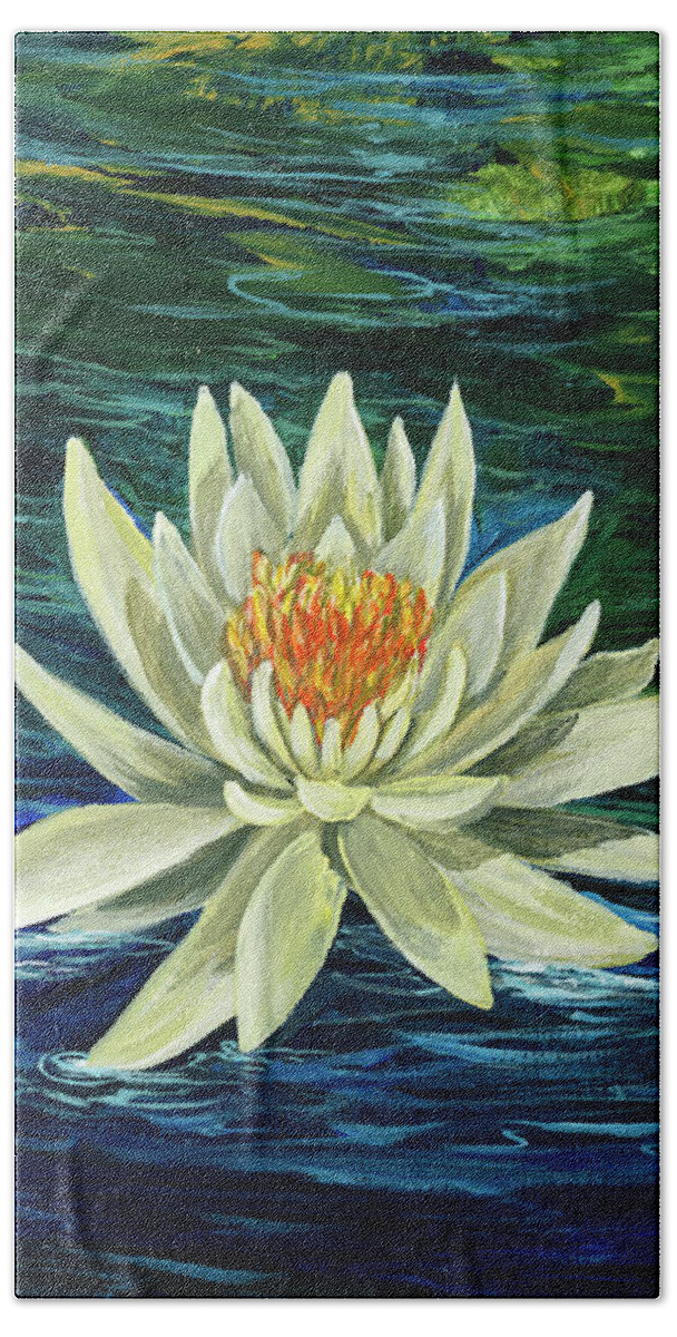  Flower Hand Towel featuring the painting Lotus Flower by Darice Machel McGuire