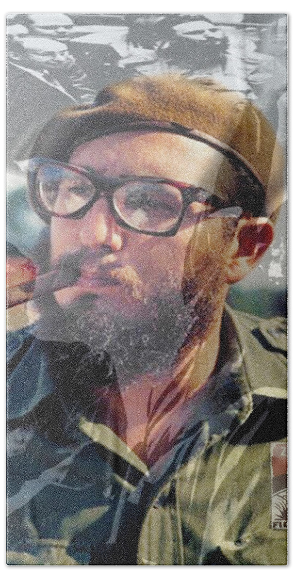 Fidel Hand Towel featuring the digital art Loved Fidel by Jose Rojas