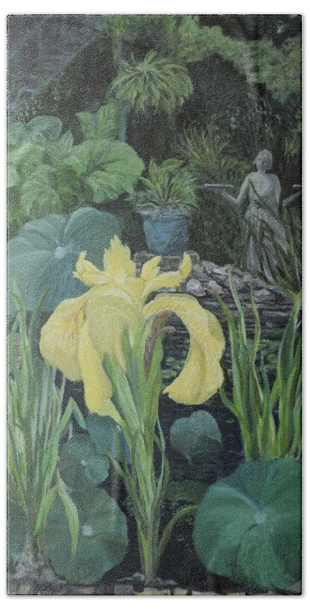 Art Bath Towel featuring the painting Lowcountry Pond Garden by Deborah Smith
