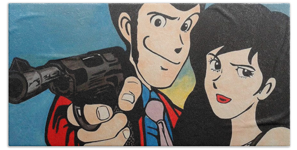 Lupin and Margot comics painting Lupin III and Fujiko Mine Hand Towel ...
