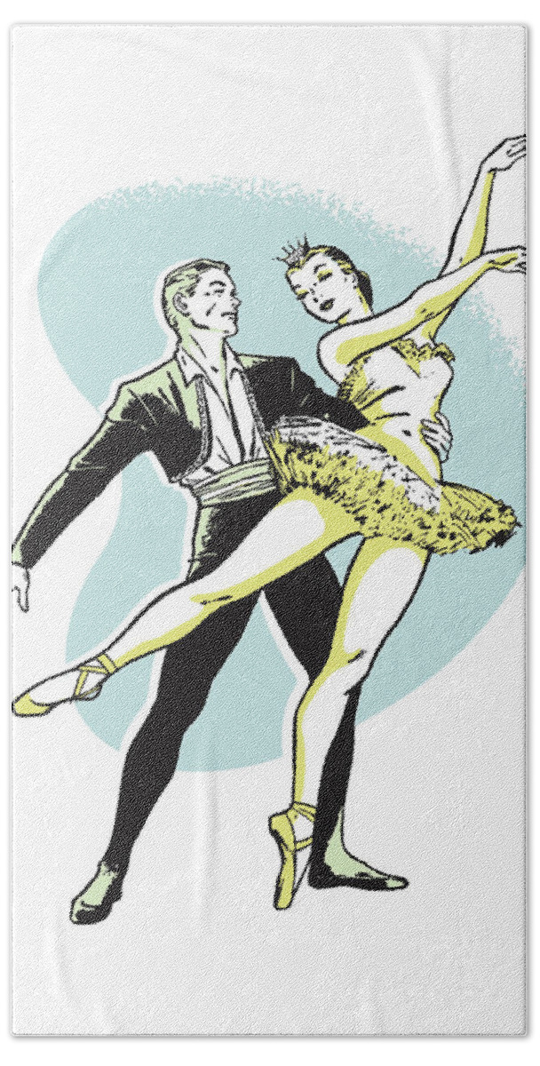 Activity Hand Towel featuring the drawing Male and Female Ballerinas by CSA Images